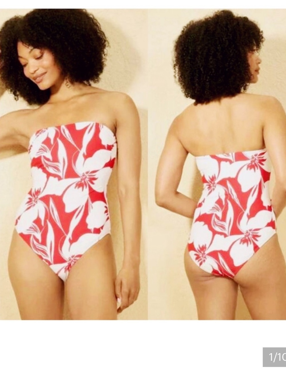 One-Piece Swimsuit Shade & Shore Red and Cream Floral